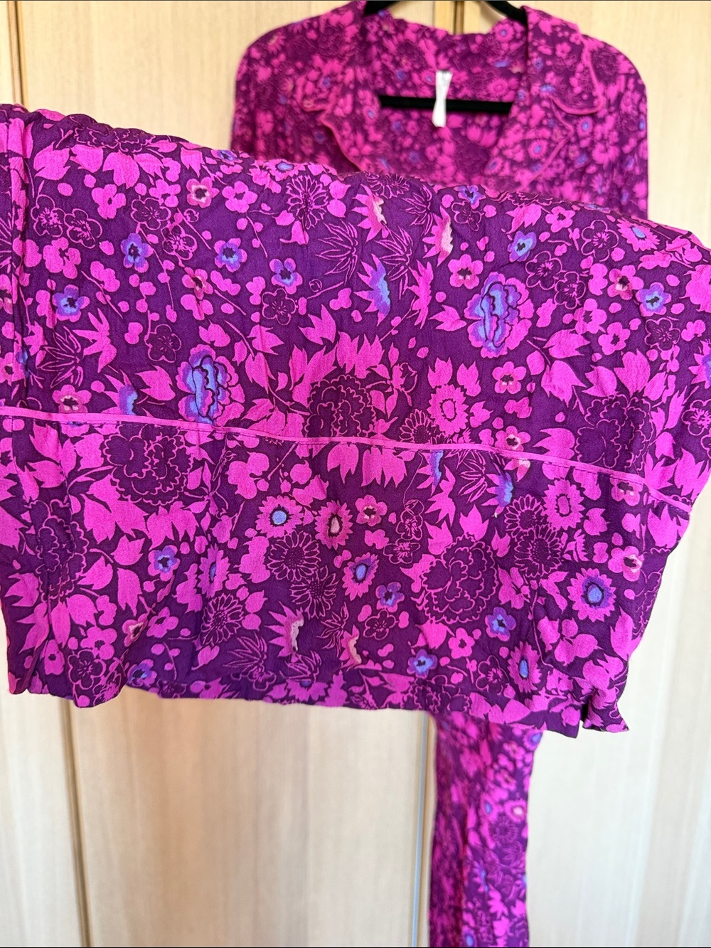 Anthropologie - Fuchsia and Purple Floral Button-Front Jumpsuit - Picture 6 of 9